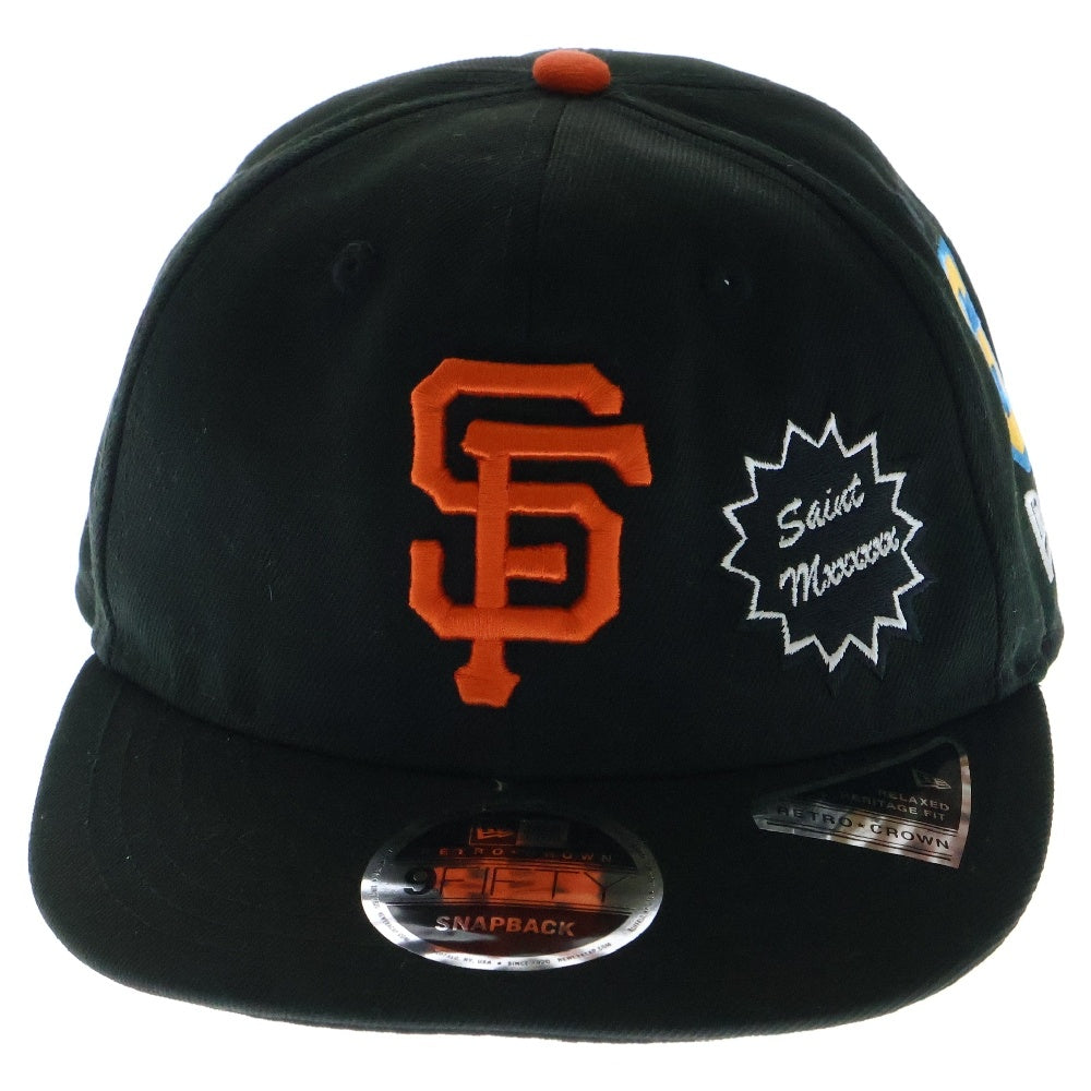 SAINT MICHAEL(セントマイケル) 25SS ×NEW ERA ×MLB GIANTS 9FIFTY ジャイアンツ スナップバック ワッペンロゴ キャップ ブラック