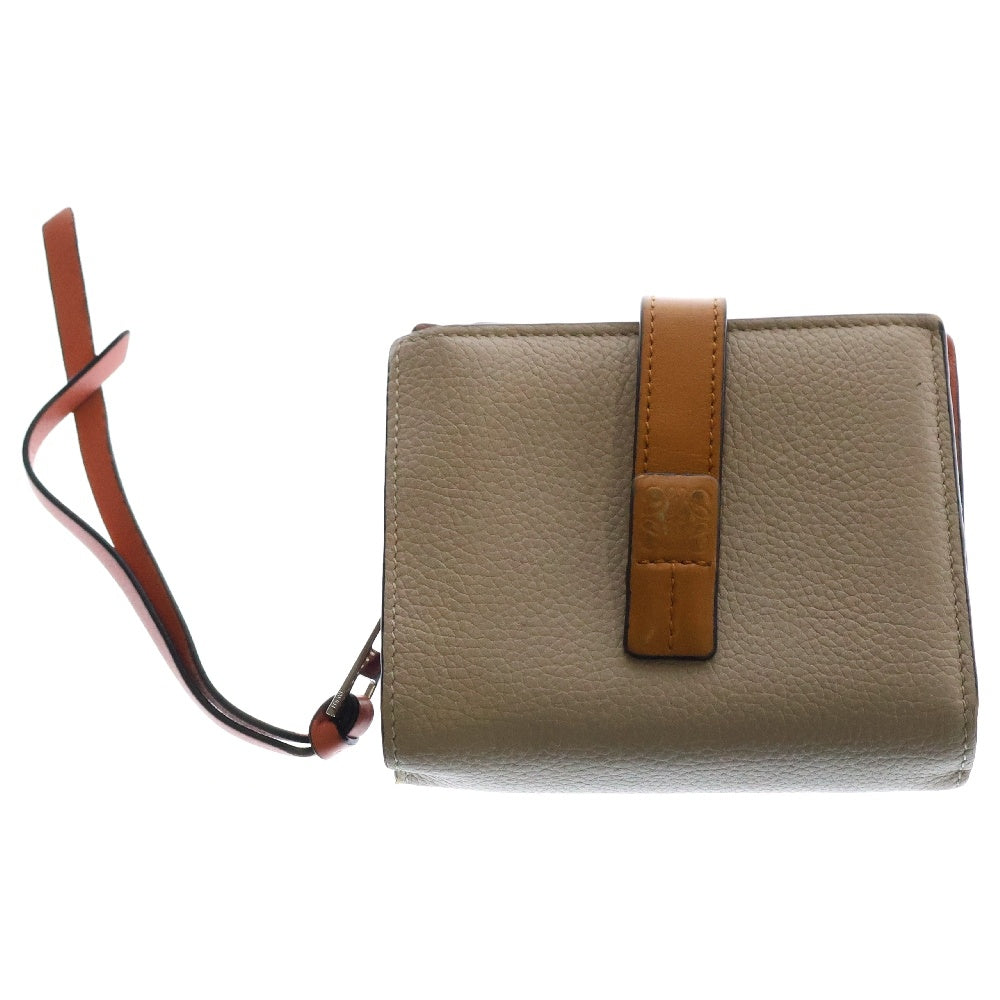 LOEWE(ロエベ) COMPACT ZIP WALLET コンパクト ジップウォレット 2つ折り財布 ソフトグレインカーフスキン レディース グレー/ピンク 102107