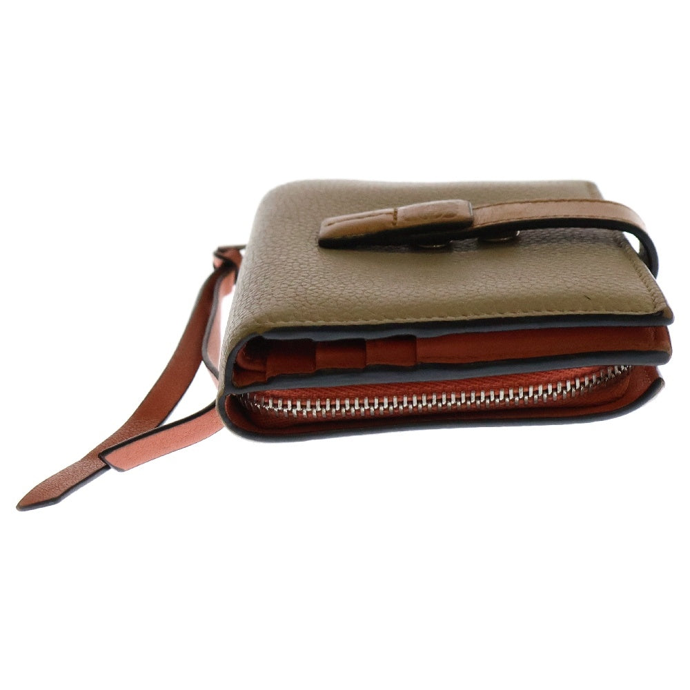 LOEWE(ロエベ) COMPACT ZIP WALLET コンパクト ジップウォレット 2つ折り財布 ソフトグレインカーフスキン レディース グレー/ピンク 102107