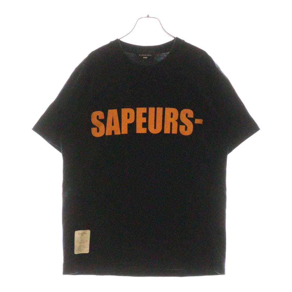 SAPEur(サプール) ロゴプリント クルーネック 半袖Tシャツ カットソー ブラック