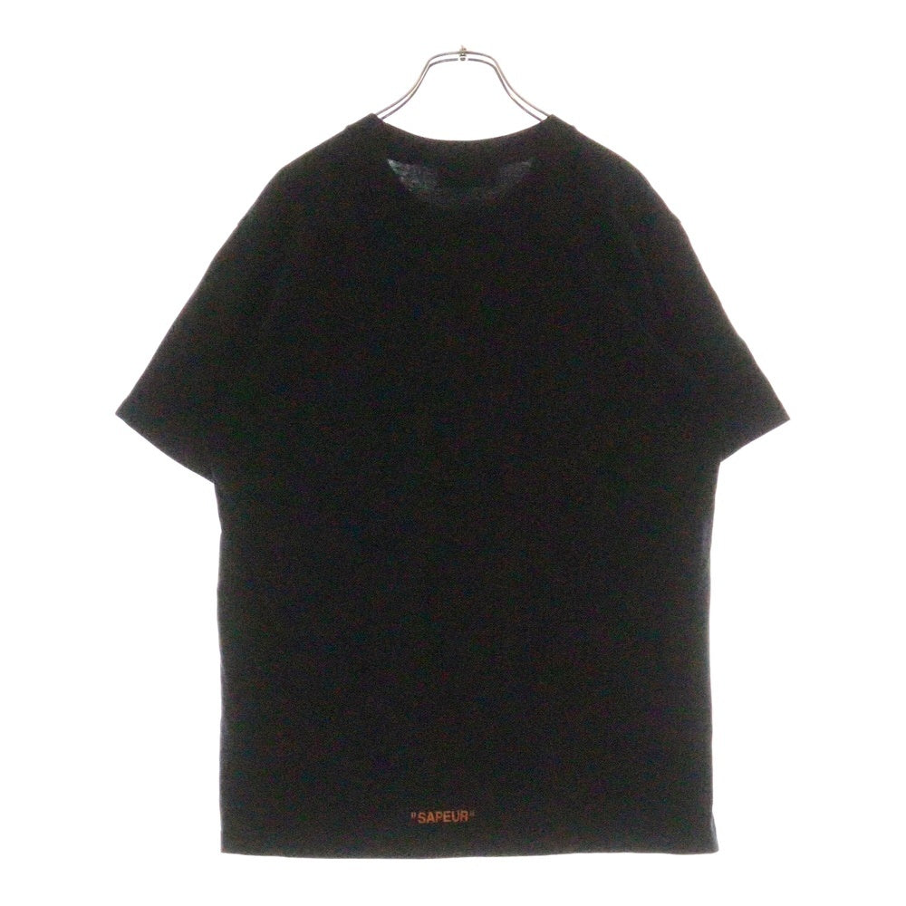 SAPEur(サプール) ロゴプリント クルーネック 半袖Tシャツ カットソー ブラック