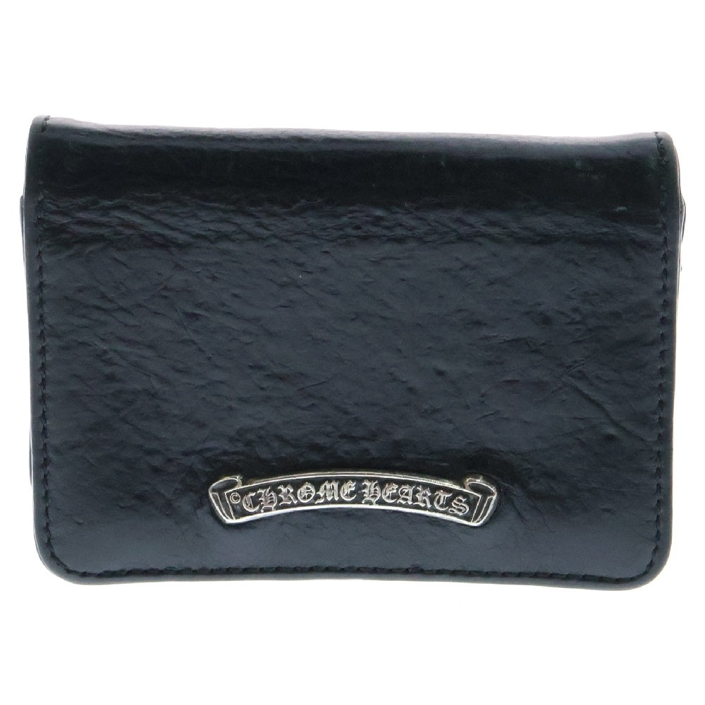 CHROME HEARTS(クロムハーツ) CRD CSE3PKTWDV1 スクロールラベルプレート 3ポケット レザーカードケース シルバー/ブラック