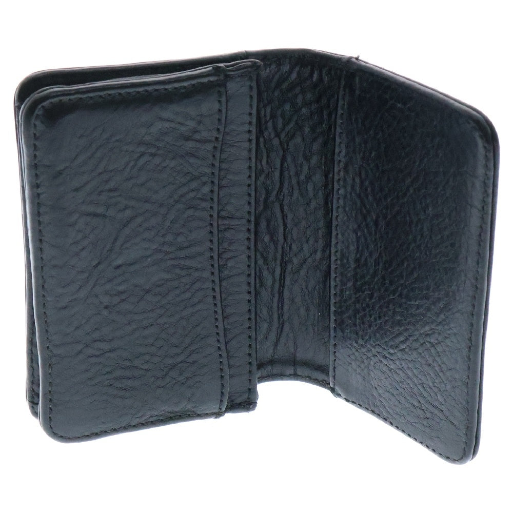 CHROME HEARTS(クロムハーツ) CRD CSE3PKTWDV1 スクロールラベルプレート 3ポケット レザーカードケース シルバー/ブラック