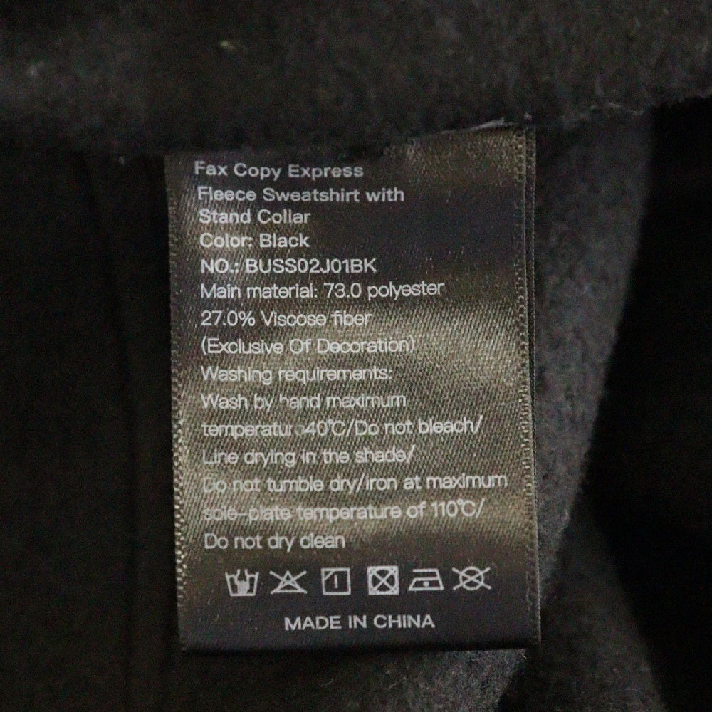 Fax Copy Express(ファックスコピーエクスプレス) Fleece Sweatshirt with Stand Collar スタンドカラー ハーフジップ フリース スウェットトレーナー ブラック BUSS02J01BK