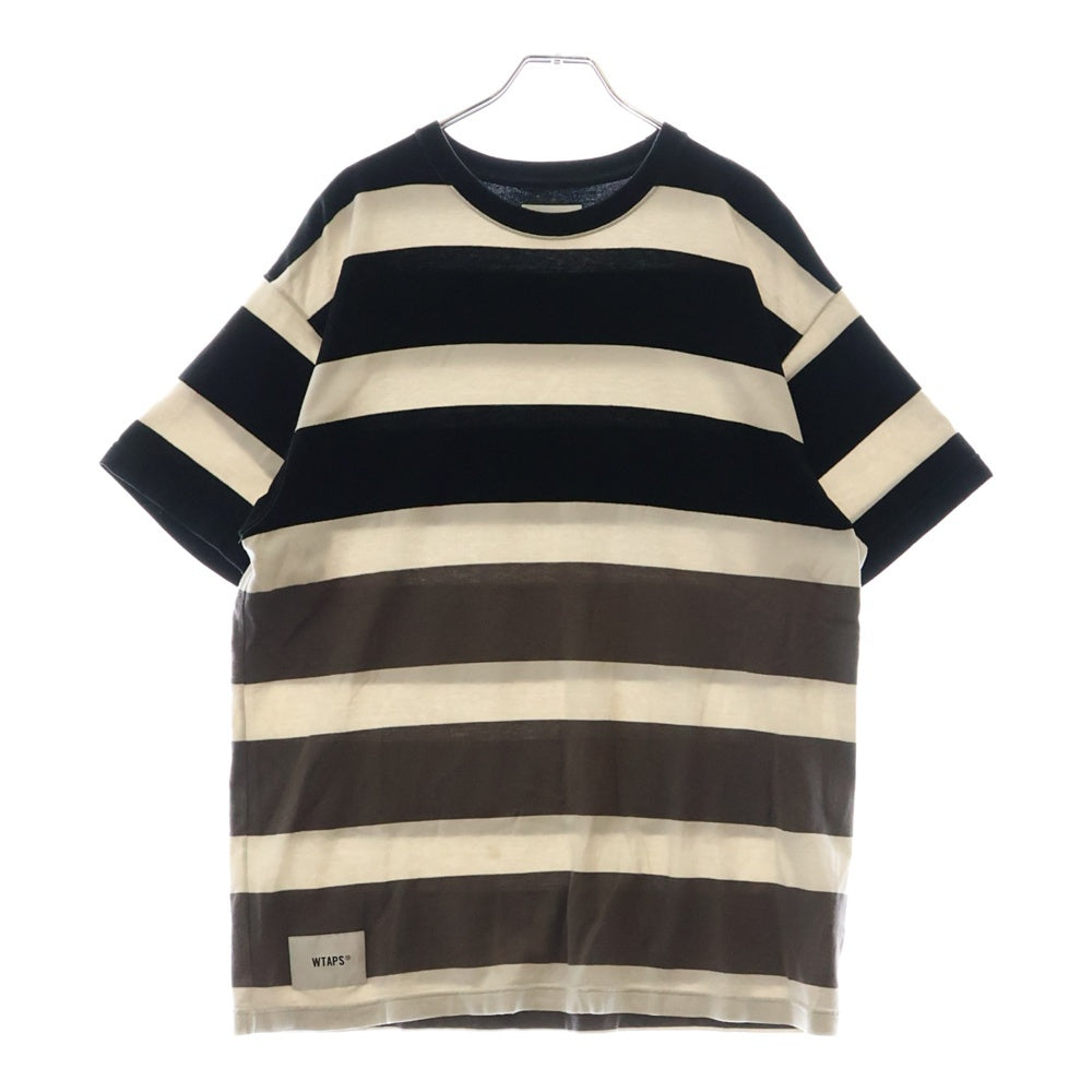 WTAPS(ダブルタップス) 22SS LANE SS COTTON レーン ボーダー総柄 半袖Tシャツ カットソー ブラック/グレー 221ATDT-CSM27