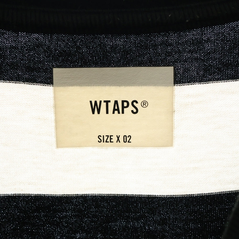 WTAPS(ダブルタップス) 22SS LANE SS COTTON レーン ボーダー総柄 半袖Tシャツ カットソー ブラック/グレー 221ATDT-CSM27