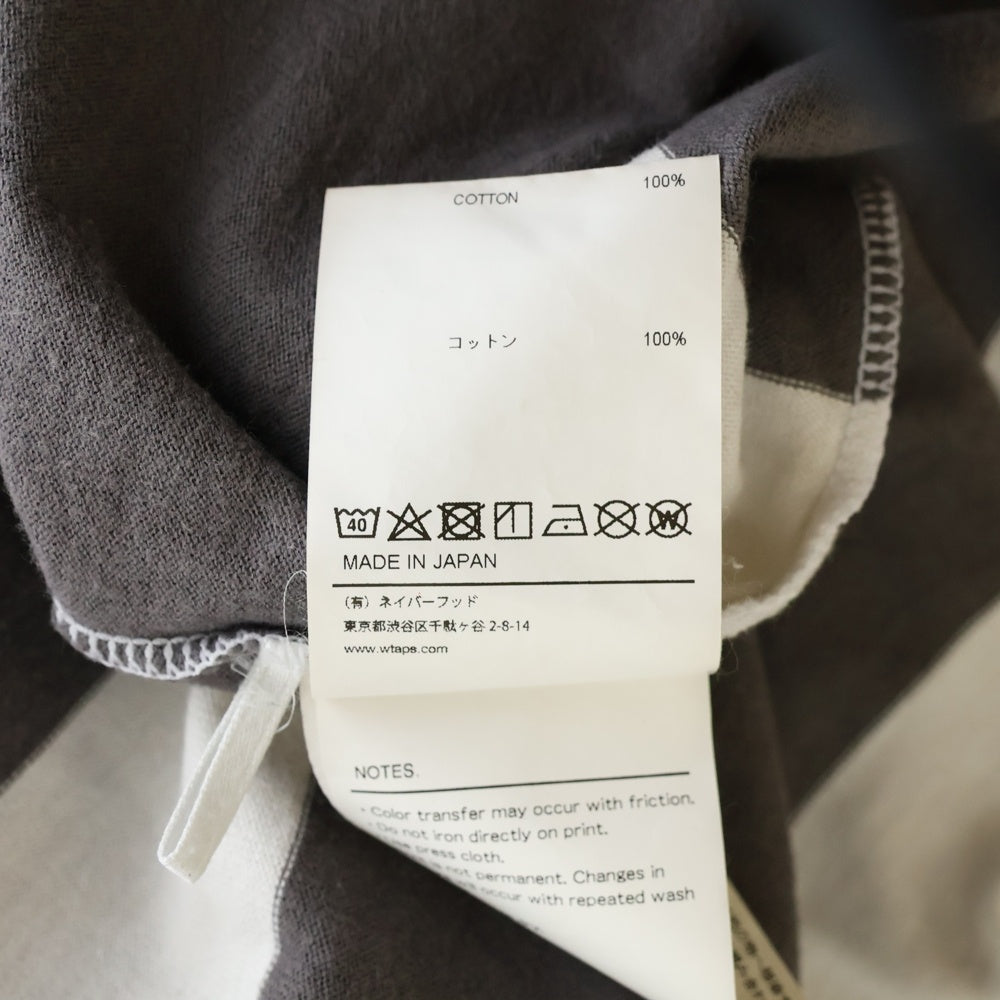 WTAPS(ダブルタップス) 22SS LANE SS COTTON レーン ボーダー総柄 半袖Tシャツ カットソー ブラック/グレー 221ATDT-CSM27