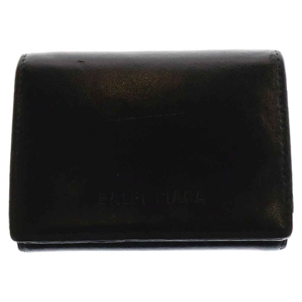 BALENCIAGA(バレンシアガ) エッセンシャル ミニ エンボスロゴ レザー コンパクトウォレット 三つ折り財布 ブラック 664037