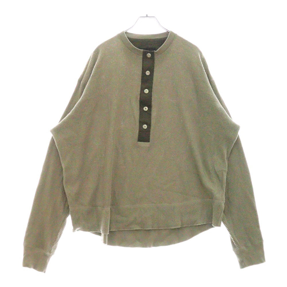 Omar Afridi(オマールアフリディ) 25SS OA-SS25-JER-101-02 WAFFLE KNIT ワッフルニットヘンリーネックTシャツ カーキ