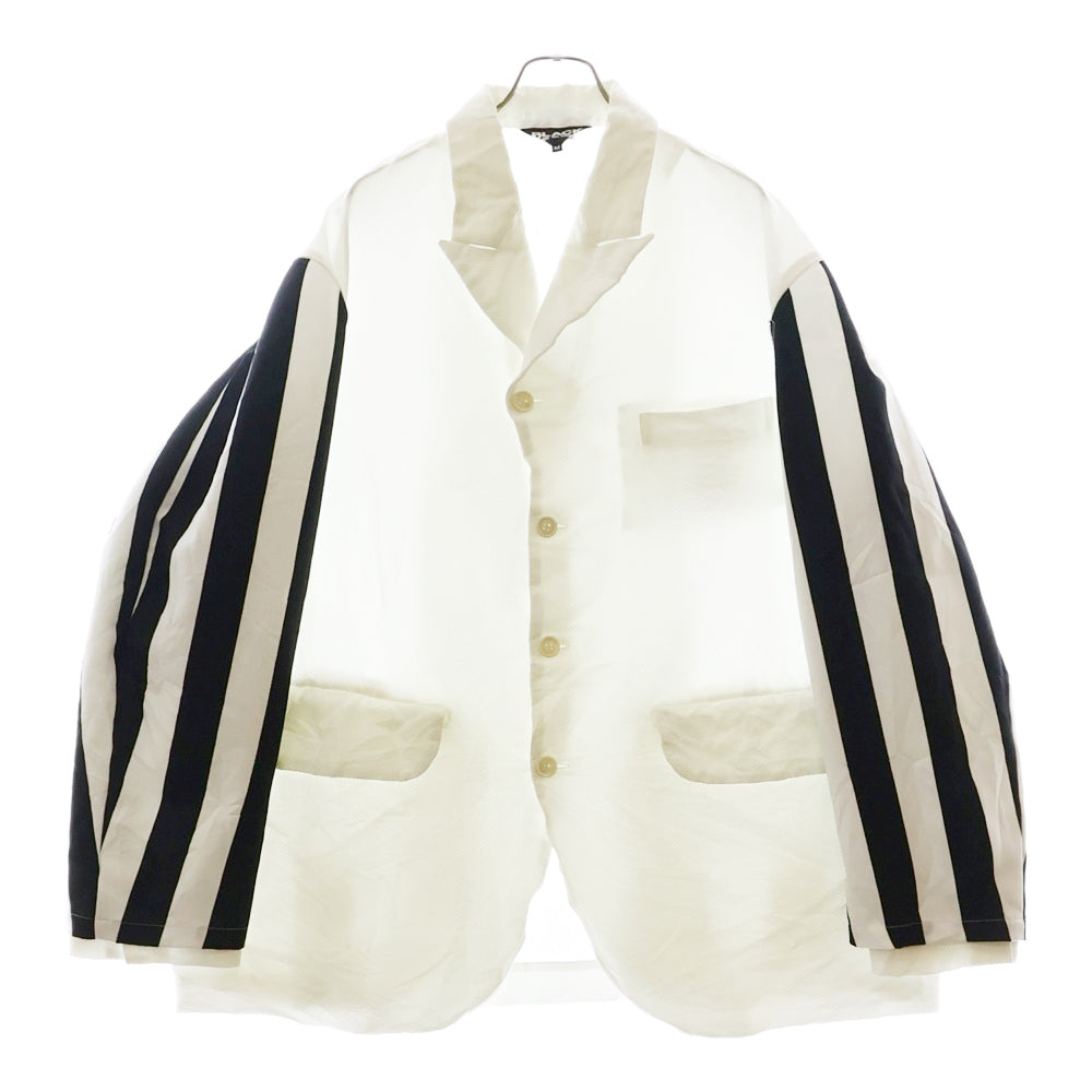 BLACK COMME des GARCONS(ブラックコムデギャルソン) 23SS 二重袖 ストライプ オーバーサイズ ジャケット 1K-J02 ホワイト