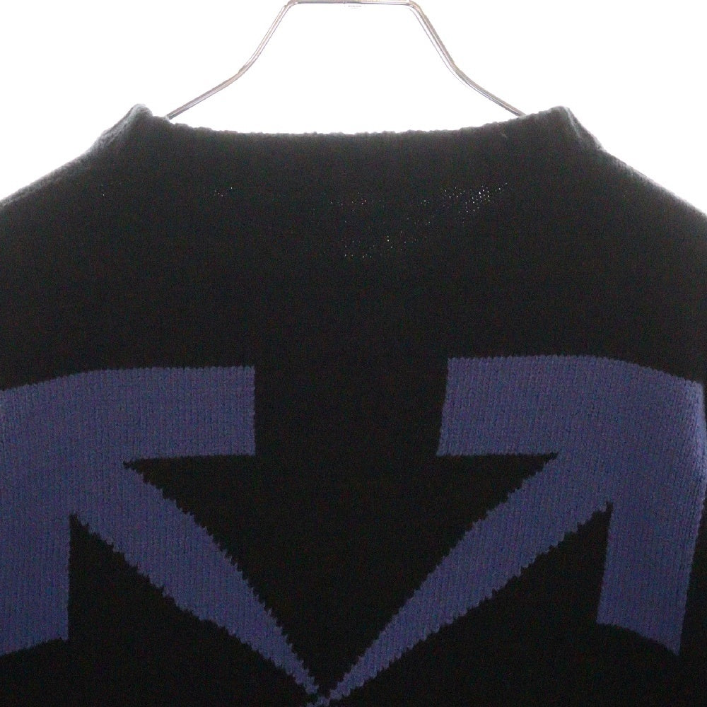 OFF-WHITE(オフホワイト) DIAGONAL ARROW ダイアゴナルアロー 袖プリント バックプリント 長袖 コットンニット セーター ブラック OMHE023S21KNI001