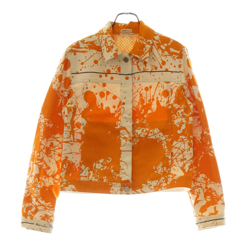 HERMES(エルメス) 03SS CHEVAL SURPRISE マルジェラ期 シュヴァルサプライズ ペイント トラッカージャケット レディース アイボリー/オレンジ