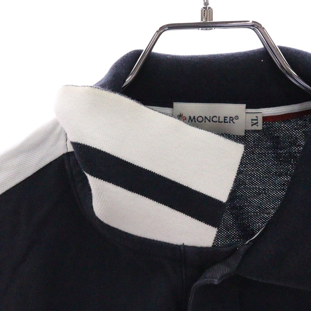 MONCLER(モンクレール) ロゴワッペン 袖ライン 長袖ポロシャツ カットソー ネイビー 84093