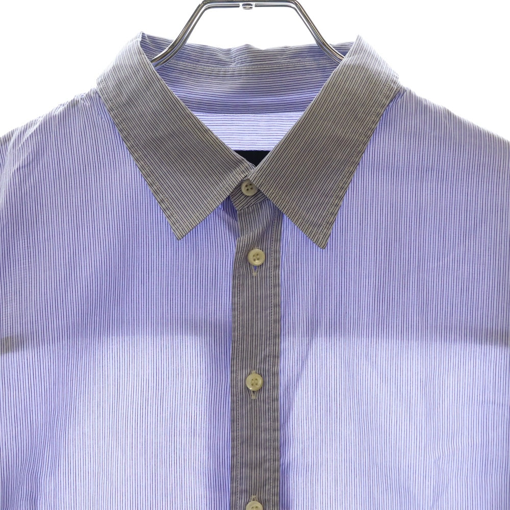 DSQUARED2(ディースクエアード) 20SS 裾プレート付 ストライプ 長袖シャツ ブルー S74DM0328