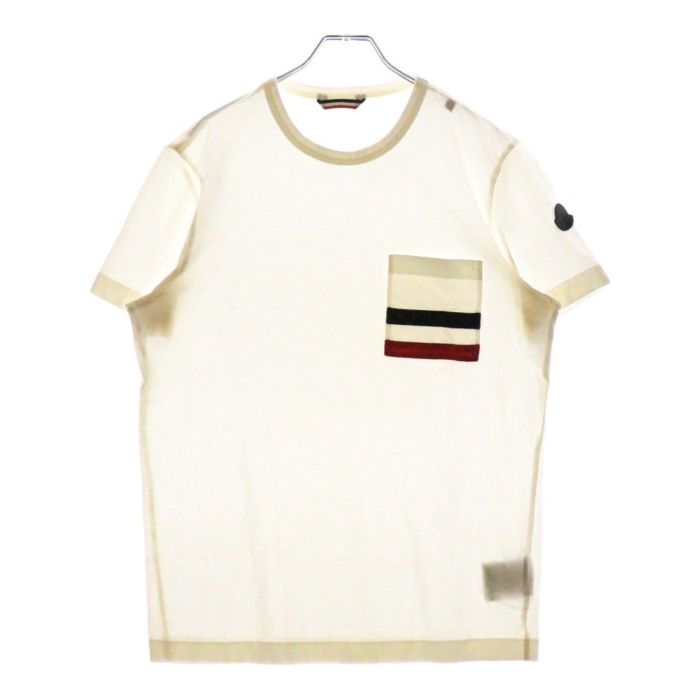 MONCLER(モンクレール) 18SS MAGLIA T-SHIRT マグリア トリコロールポケット クルーネック 半袖Tシャツ カットソー ホワイト D10918038600 89179