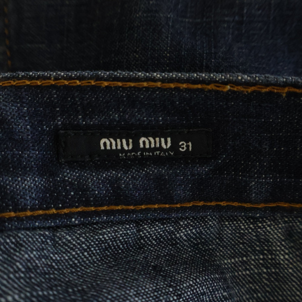 miumiu(ミュウミュウ) ジップフライ ブーツカットデニムパンツ インディゴ レディース