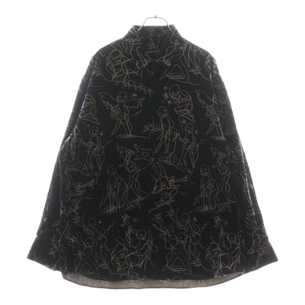 LAD MUSICIAN(ラッドミュージシャン) 22AW COTTON FLANNEL DIFFERENT BIG SHIRT コットン フランネル ディファレント ビッグ ロングスリーブ 長袖シャツ ブラック 2222-133