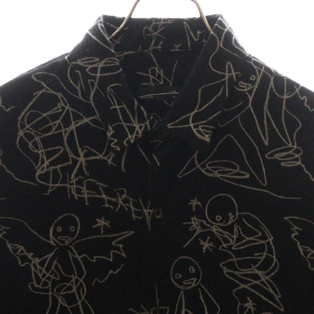 LAD MUSICIAN(ラッドミュージシャン) 22AW COTTON FLANNEL DIFFERENT BIG SHIRT コットン フランネル ディファレント ビッグ ロングスリーブ 長袖シャツ ブラック 2222-133