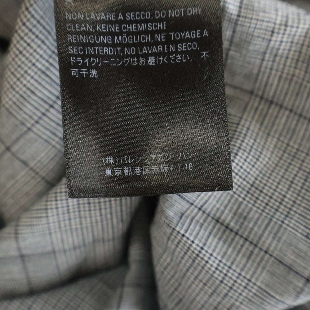 BALENCIAGA(バレンシアガ) 19SS バックロゴプリント グレンチェック ウィングカラー 長袖シャツ グレー 520497 TGM19