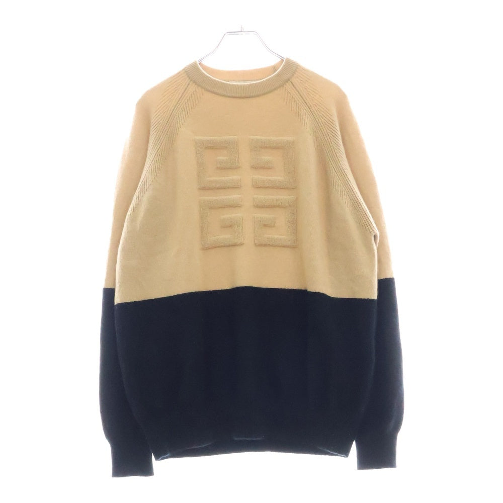 GIVENCHY(ジバンシィ) バイカラー 4Gロゴジャガード カシミヤ クルーネックニット セーター ベージュ/ブラック BW908N4Z68