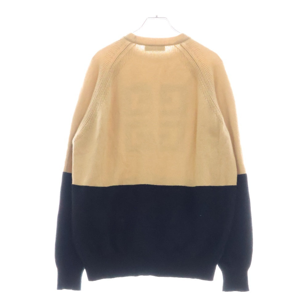 GIVENCHY(ジバンシィ) バイカラー 4Gロゴジャガード カシミヤ クルーネックニット セーター ベージュ/ブラック BW908N4Z68