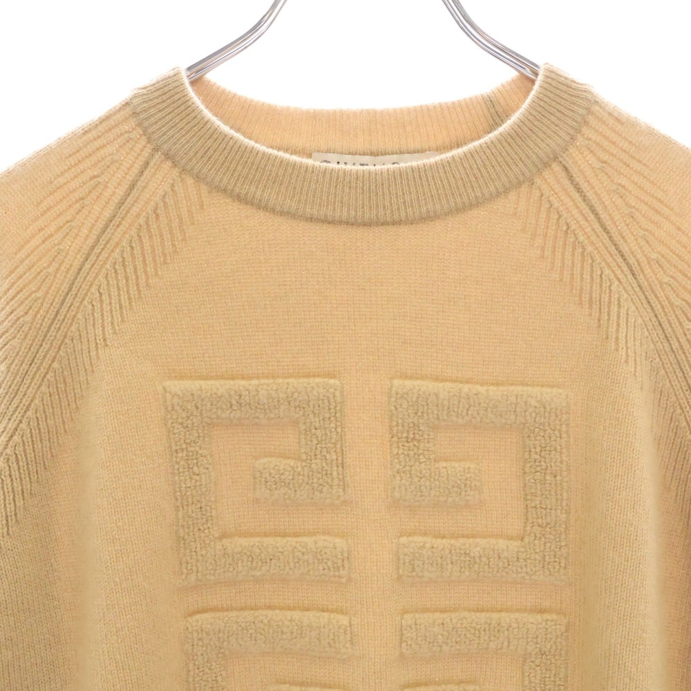 GIVENCHY(ジバンシィ) バイカラー 4Gロゴジャガード カシミヤ クルーネックニット セーター ベージュ/ブラック BW908N4Z68