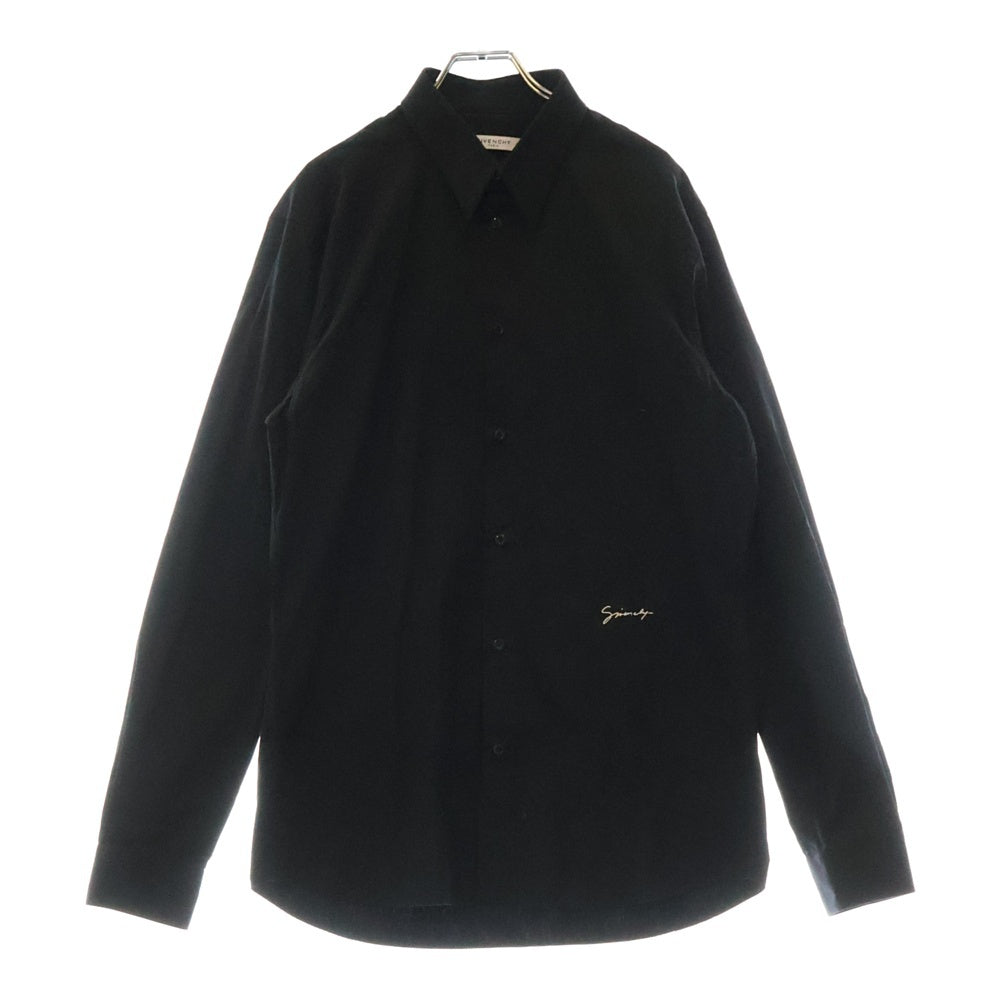GIVENCHY(ジバンシィ) Signature Logo Poplin Shirt シグネチャーロゴエンプロイダリー ポプリン レギュラーカラー 長袖シャツ ブラック BM608R100J