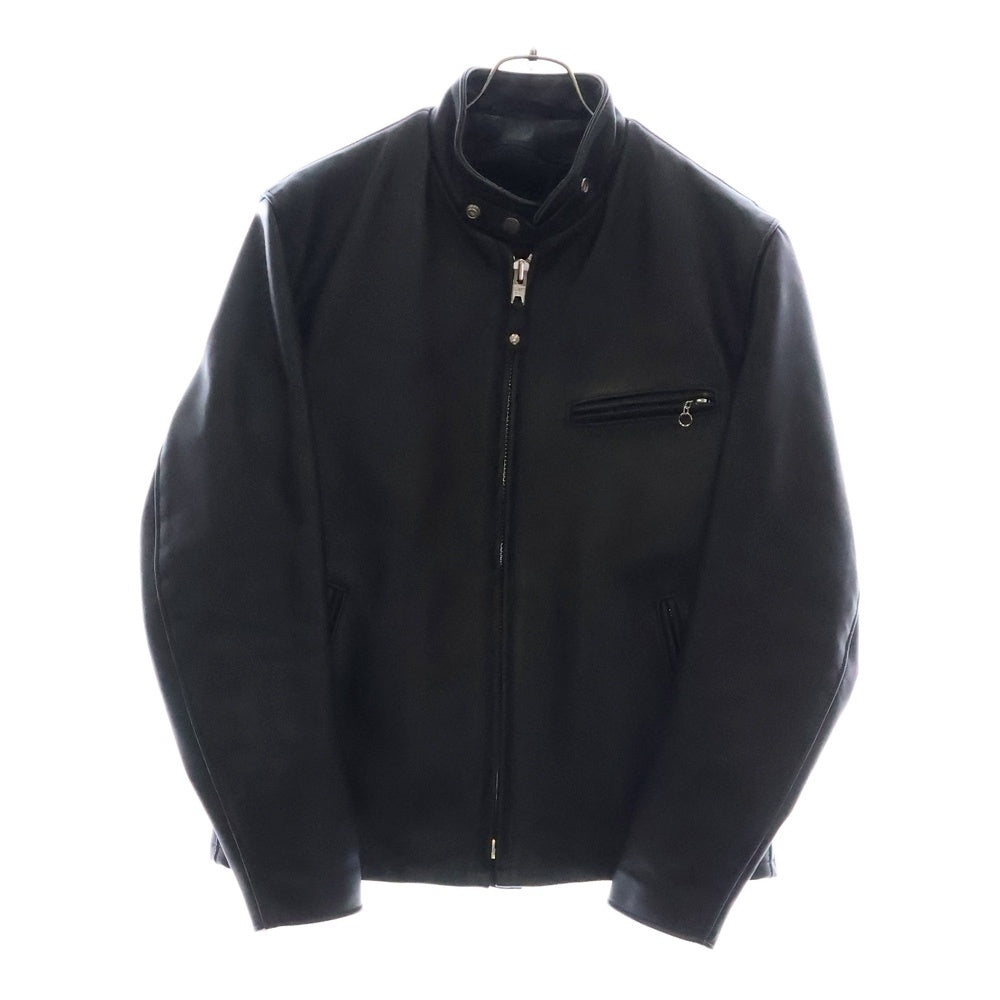 SCHOTT(ショット) ボアライナー付 ステアハイド シングル レザー ライダース ジャケット ブラック 641 6061