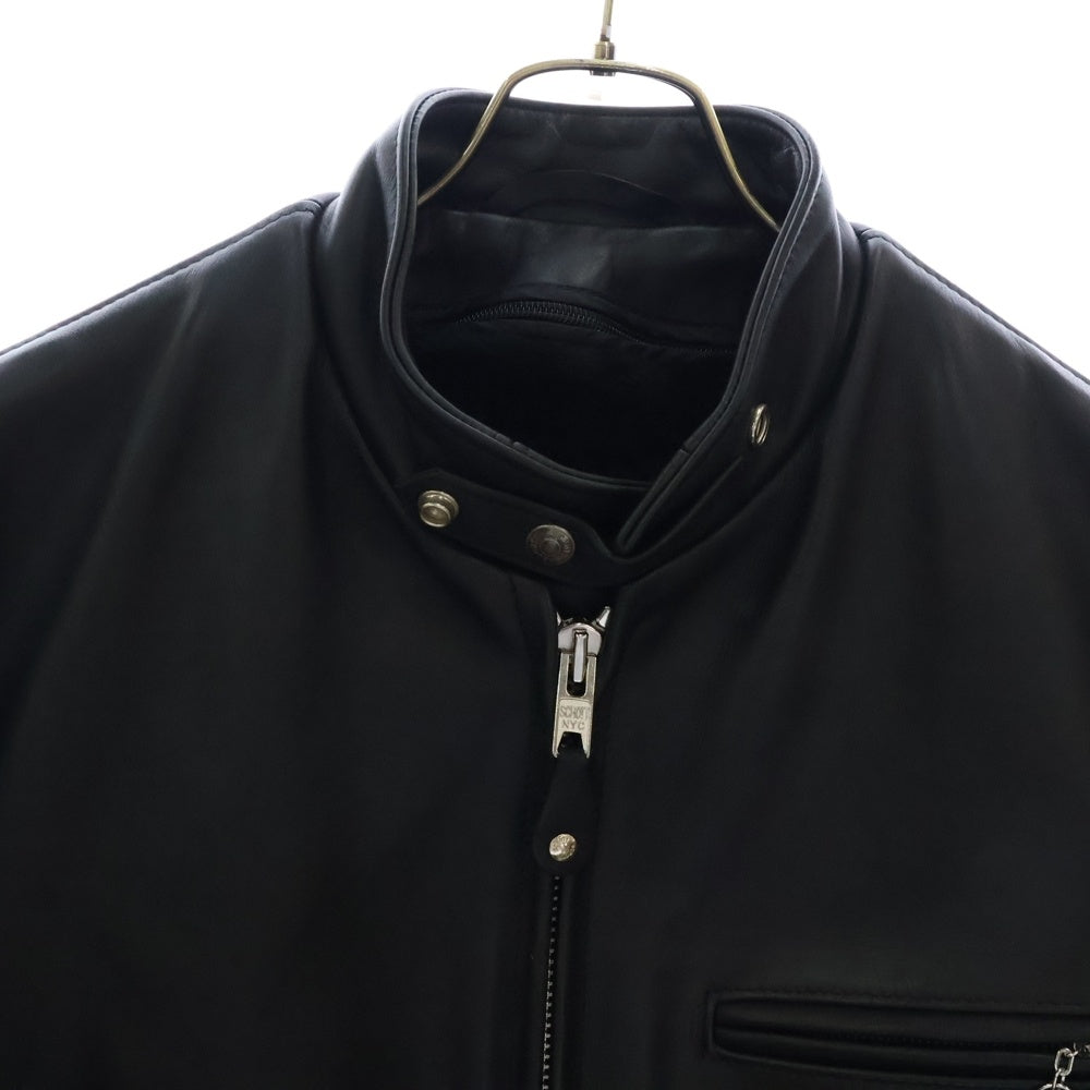 SCHOTT(ショット) ボアライナー付 ステアハイド シングル レザー ライダース ジャケット ブラック 641 6061