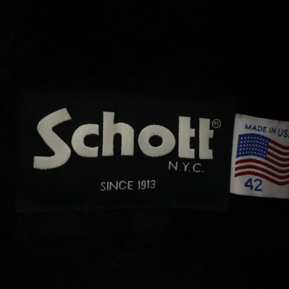 SCHOTT(ショット) ボアライナー付 ステアハイド シングル レザー ライダース ジャケット ブラック 641 6061