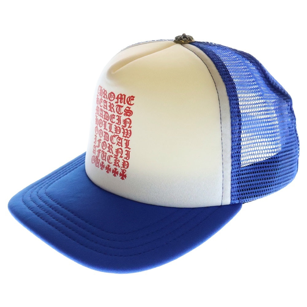 CHROME HEARTS(クロムハーツ) Vertical Logo Trucker Cap ヴァーティカルロゴ メッシュキャップ ブルー/ホワイト