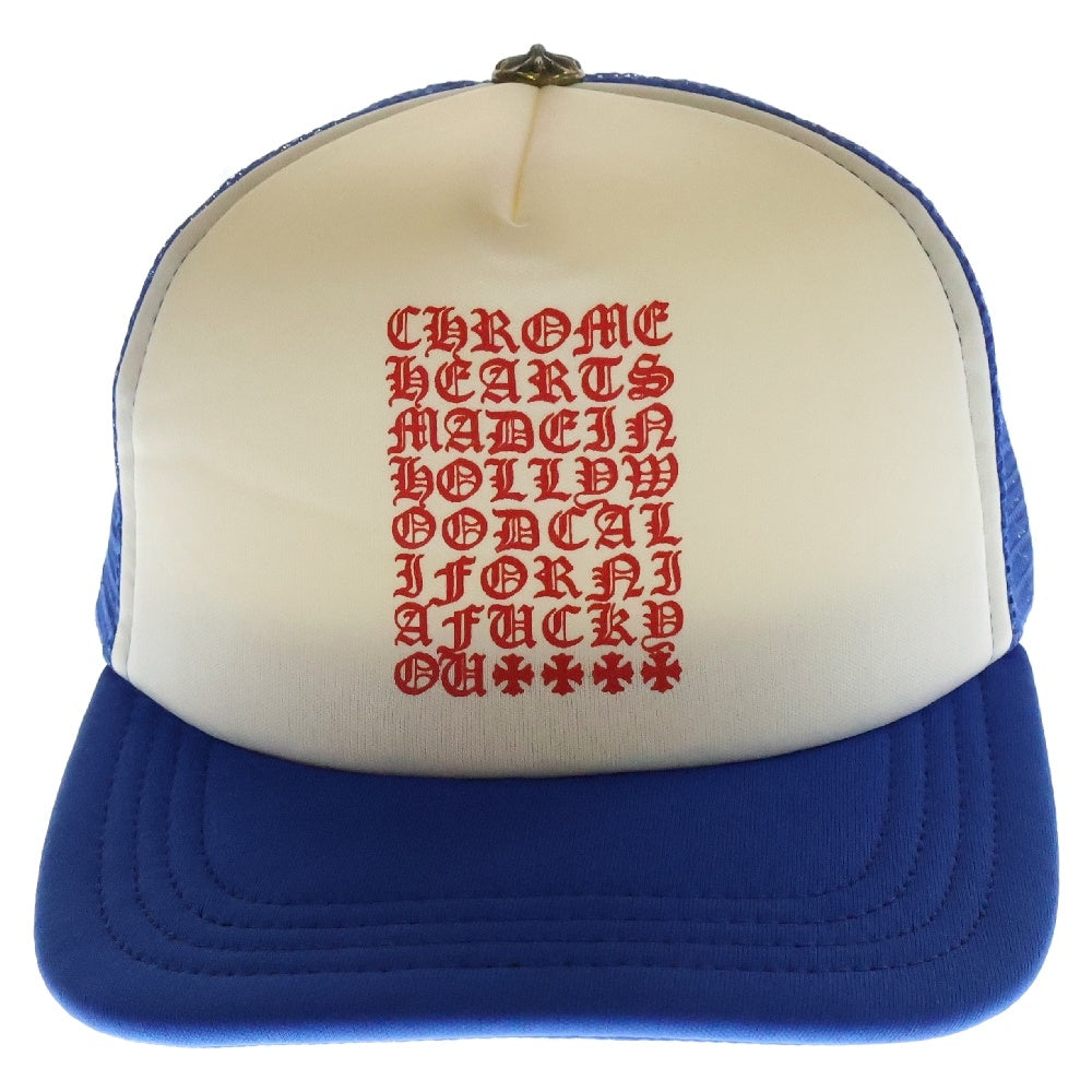 CHROME HEARTS(クロムハーツ) Vertical Logo Trucker Cap ヴァーティカルロゴ メッシュキャップ ブルー/ホワイト