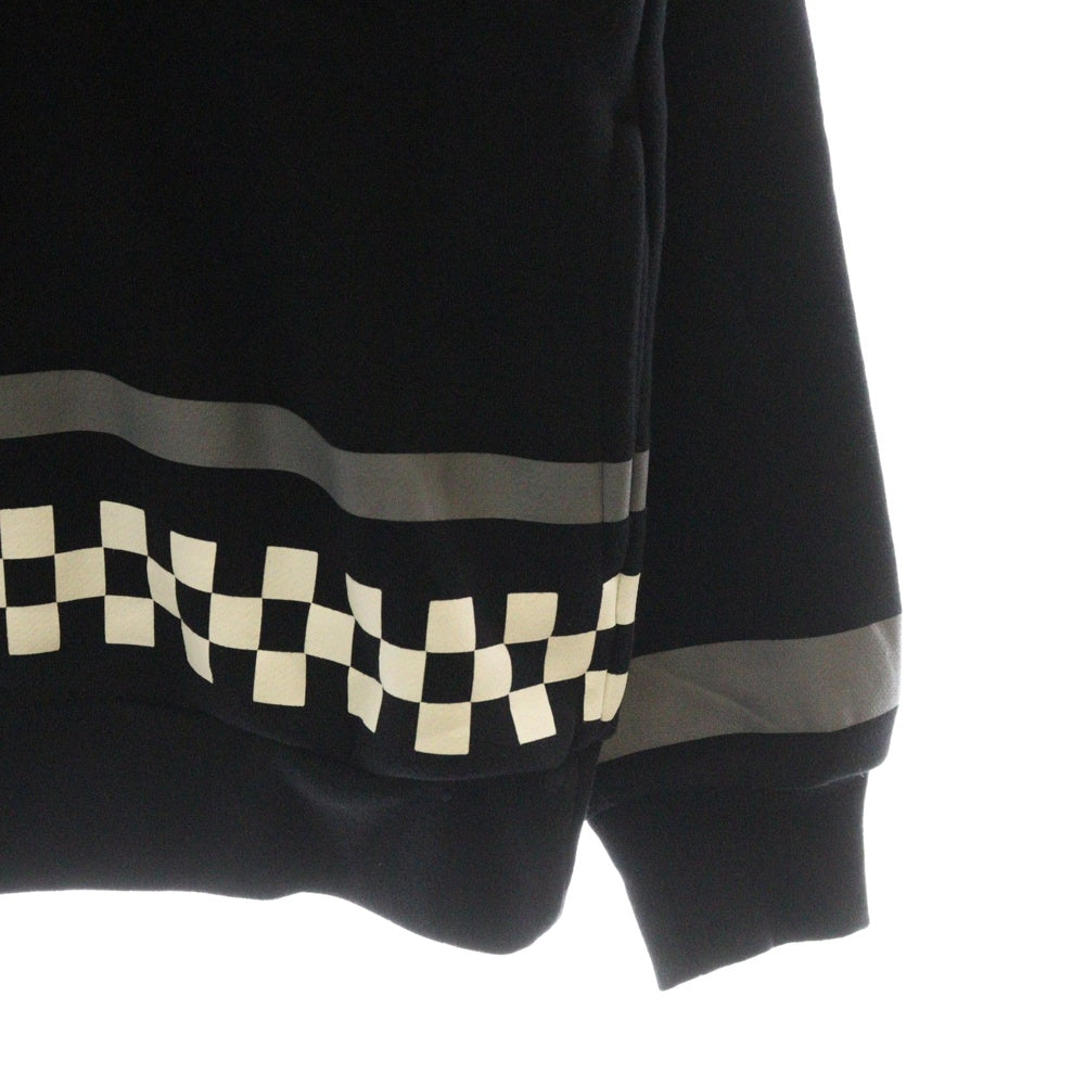 UNDERCOVER(アンダーカバー) 24AW 有刺鉄線刺繍 チェッカー柄 グラフィックプリント プルオーバースウェット トレーナー グレー UP2D4804-1