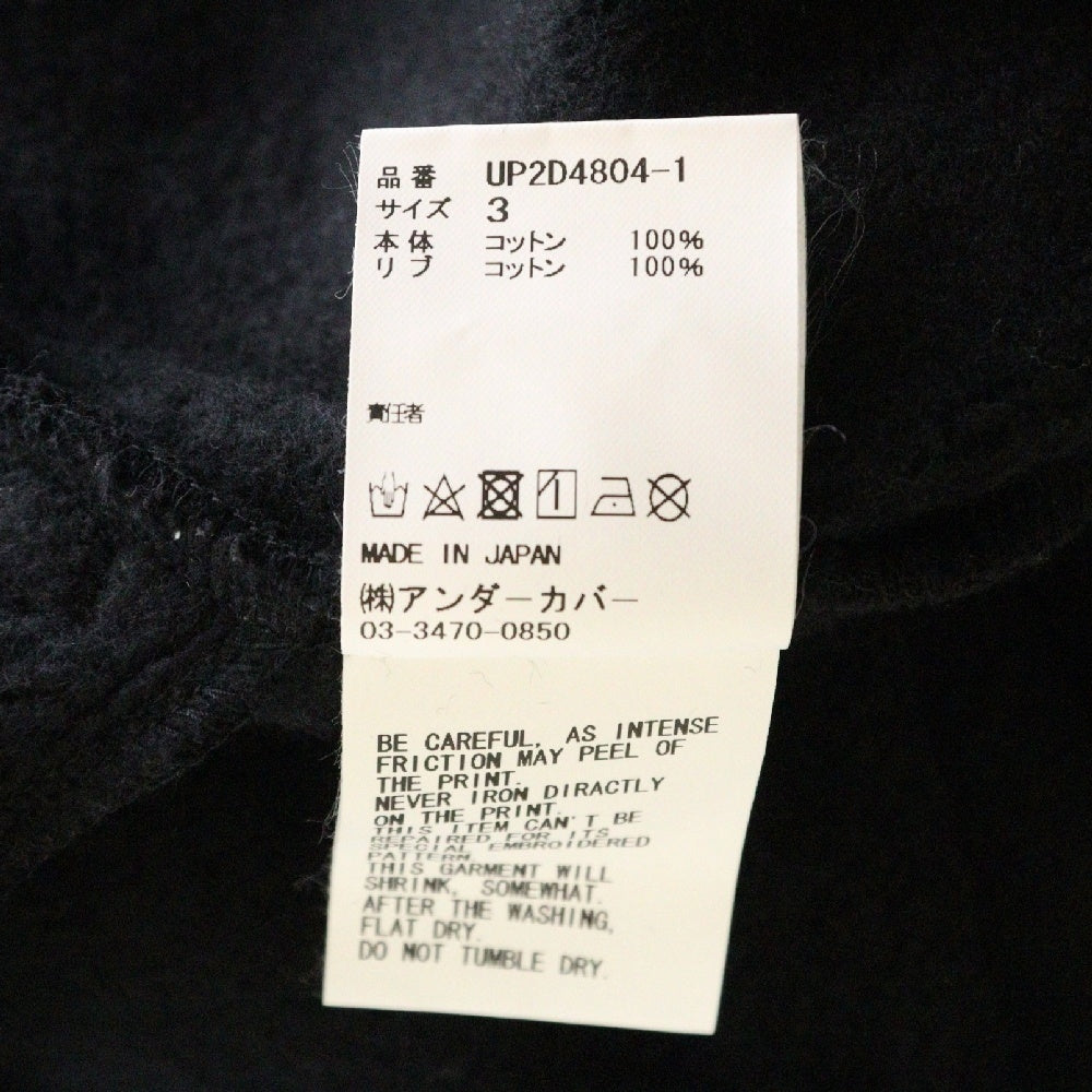 UNDERCOVER(アンダーカバー) 24AW 有刺鉄線刺繍 チェッカー柄 グラフィックプリント プルオーバースウェット トレーナー グレー UP2D4804-1