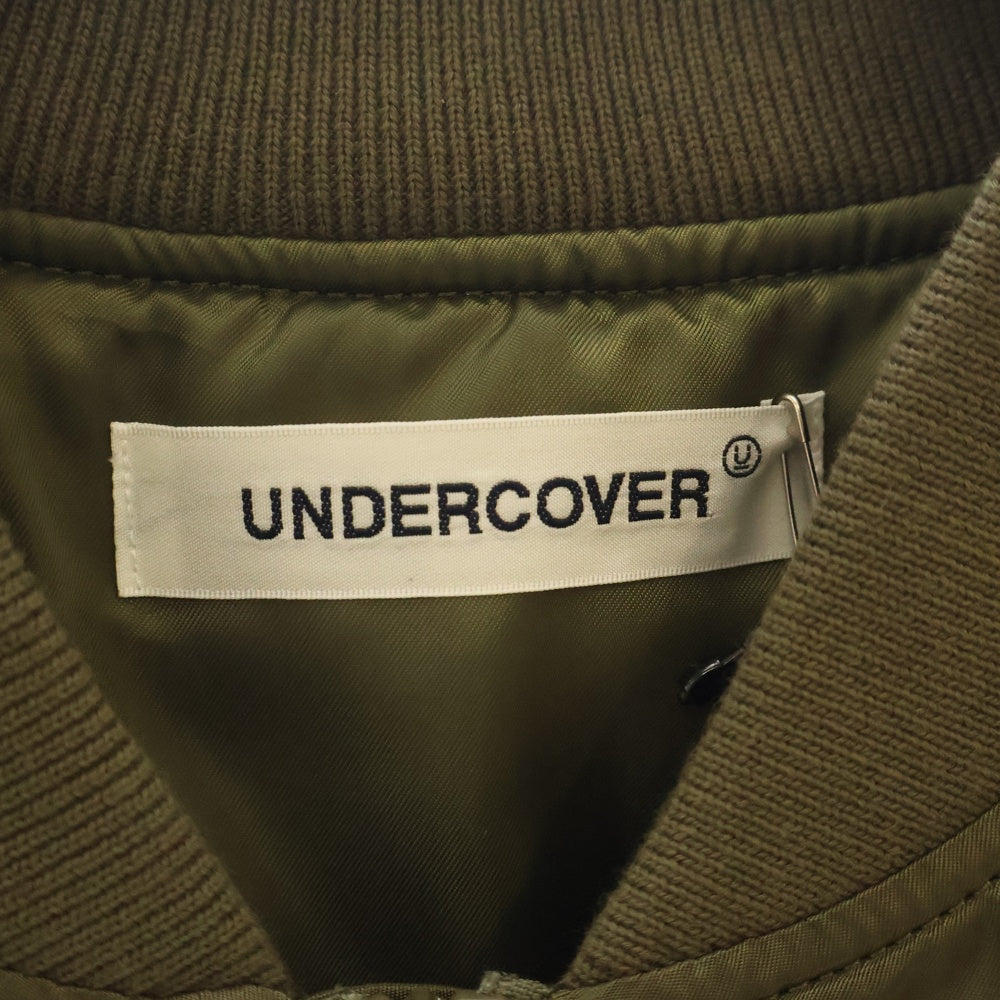 UNDERCOVER(アンダーカバー) 24AW NYツイルチェッカーMA-1 有刺鉄線刺繍 ジップアップブルゾン カーキ UP2D4204