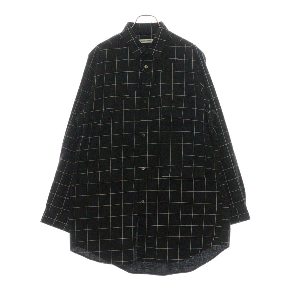 UNDERCOVER(アンダーカバー) 24AW カットオフ切替 長袖チェックボタンダウンシャツ ブラック UP2D4405