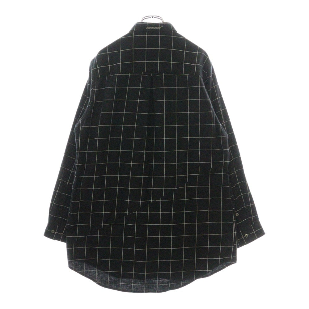 UNDERCOVER(アンダーカバー) 24AW カットオフ切替 長袖チェックボタンダウンシャツ ブラック UP2D4405