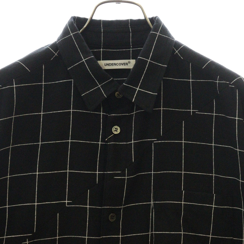 UNDERCOVER(アンダーカバー) 24AW カットオフ切替 長袖チェックボタンダウンシャツ ブラック UP2D4405