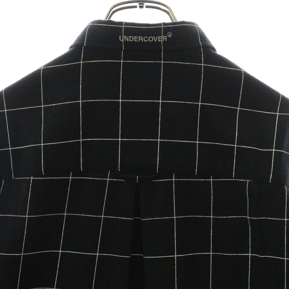 UNDERCOVER(アンダーカバー) 24AW カットオフ切替 長袖チェックボタンダウンシャツ ブラック UP2D4405