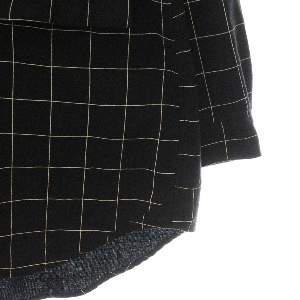 UNDERCOVER(アンダーカバー) 24AW カットオフ切替 長袖チェックボタンダウンシャツ ブラック UP2D4405