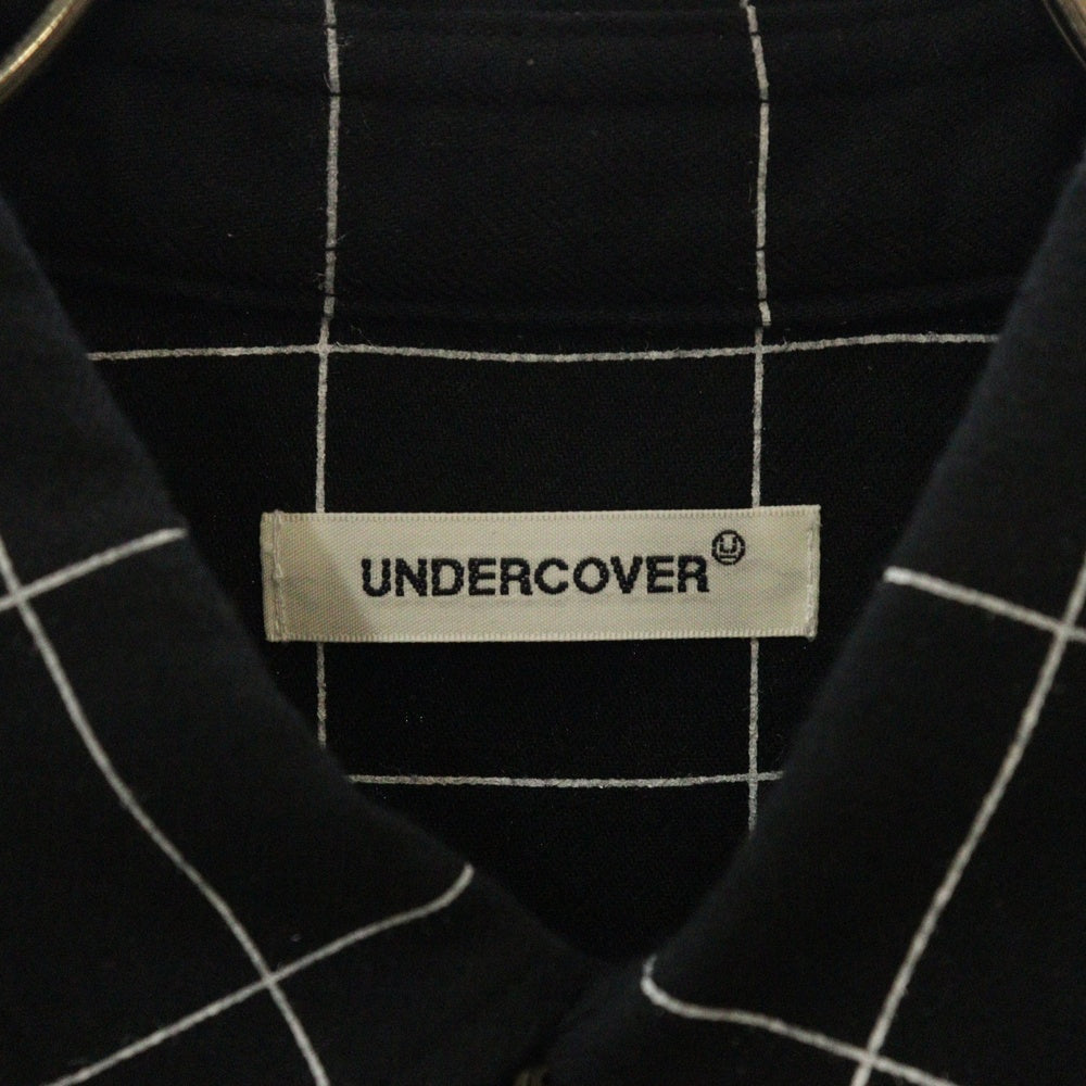 UNDERCOVER(アンダーカバー) 24AW カットオフ切替 長袖チェックボタンダウンシャツ ブラック UP2D4405