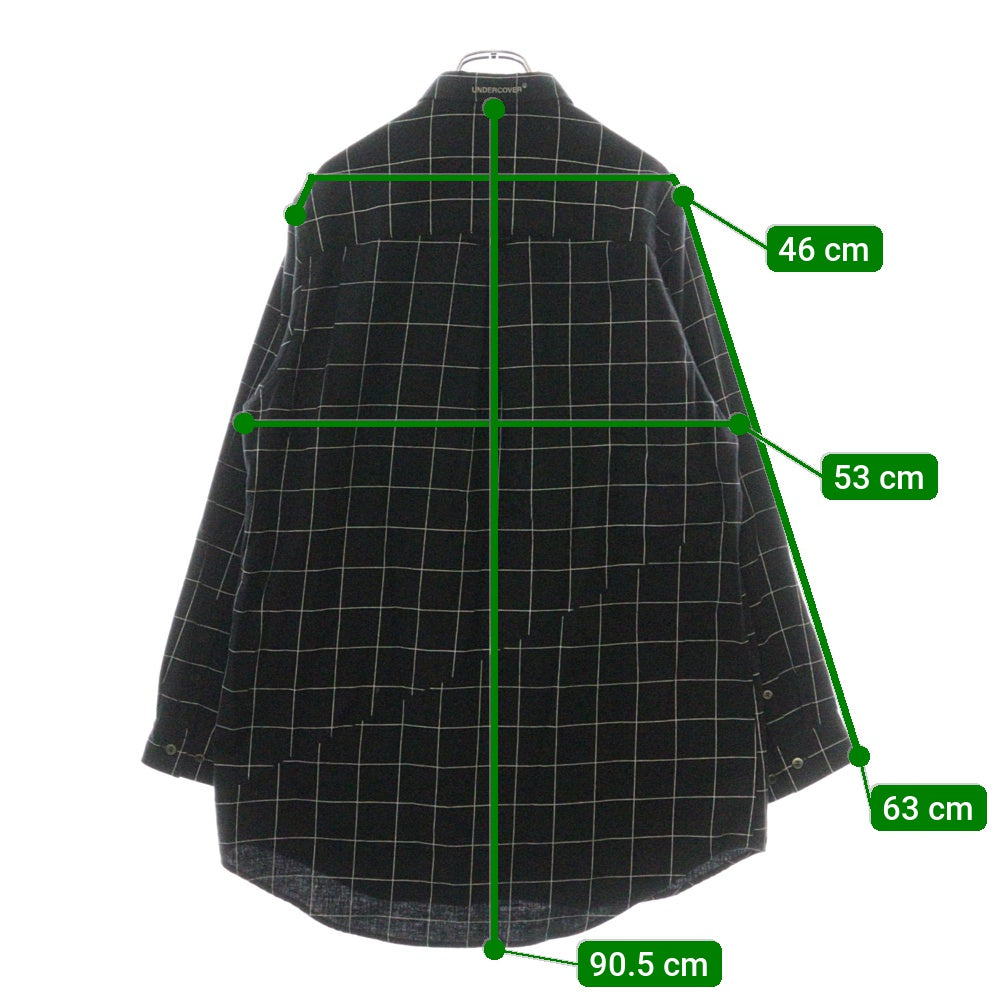 UNDERCOVER(アンダーカバー) 24AW カットオフ切替 長袖チェックボタンダウンシャツ ブラック UP2D4405
