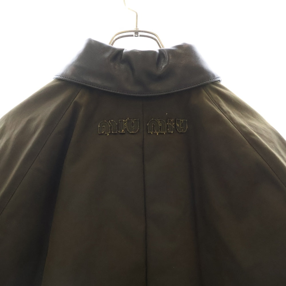 miumiu(ミュウミュウ) WAXED CANVAS BLOUSON JACKET ワックス加工 キャンバス ブルゾン ジャケット カーキ ML1104