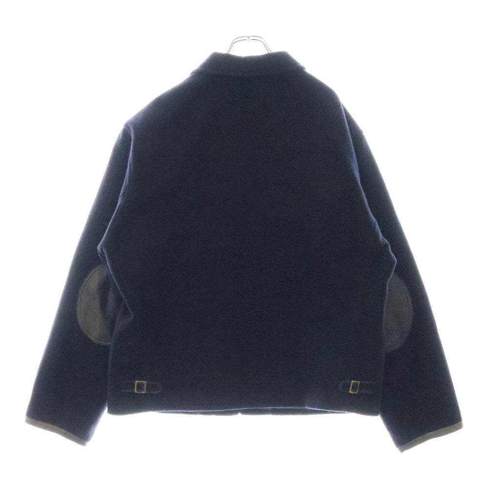 POLO RALPH LAUREN(ポロラルフローレン) 90S VINTAGE ヴィンテージ レザーエルボーパッチ ウール スポーツジャケット ブルゾン ネイビー