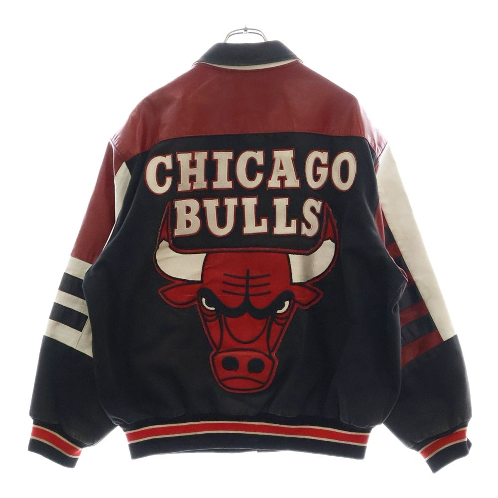 JEFFHAMILTON(ジェフハミルトン) 90S VINTAGE CHICAGO BULLS ヴィンテージ シカゴブルズ ロゴエンブレムパッチ レザー切替 スタジアムジャンパー ジャケットブルゾン ブラック/レッド 208 BULLS