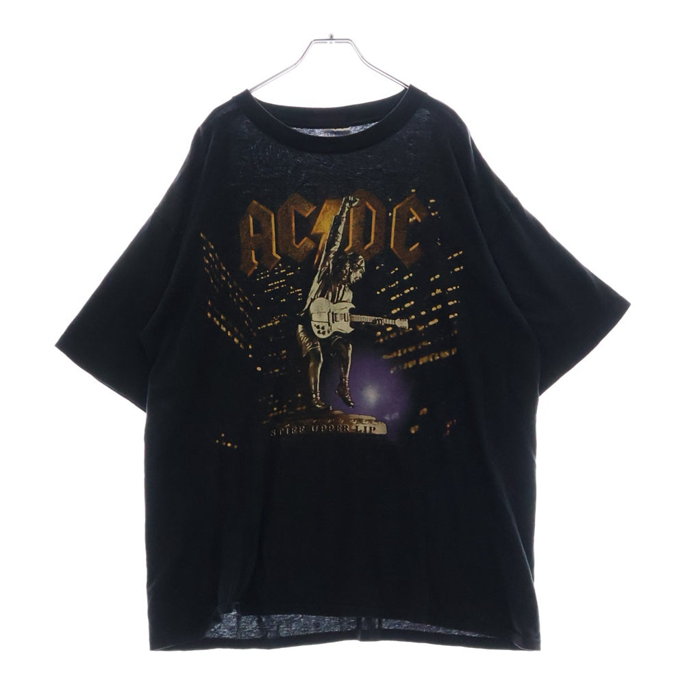 VINTAGE(ヴィンテージ) 90S VINTAGE AC/DC STIFF UPPER LIP ALL SPORT ヴィンテージ スティッフアッパーリップ 両面プリント クルーネック 半袖Tシャツ カットソー ブラック