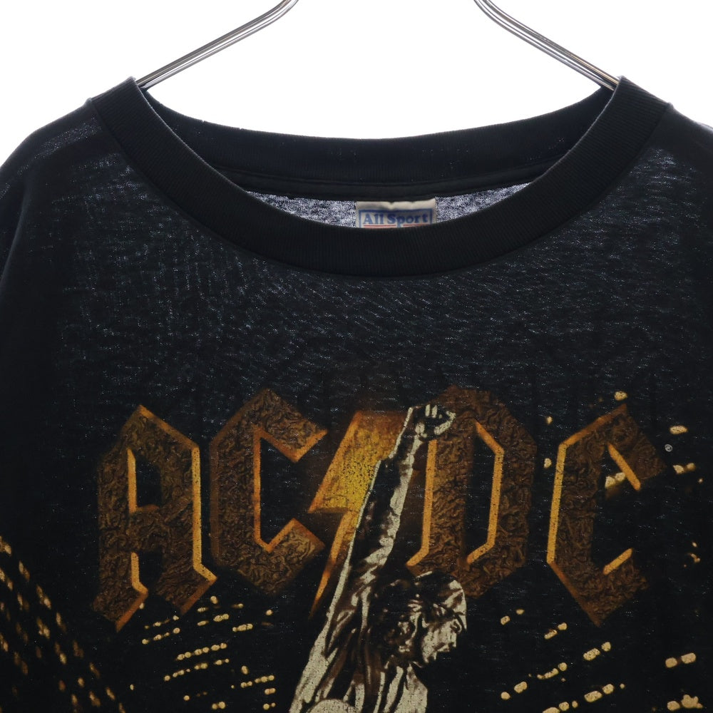 VINTAGE(ヴィンテージ) 90S VINTAGE AC/DC STIFF UPPER LIP ALL SPORT ヴィンテージ スティッフアッパーリップ 両面プリント クルーネック 半袖Tシャツ カットソー ブラック