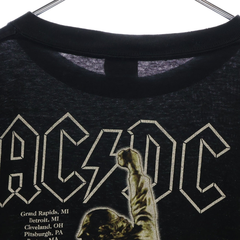 VINTAGE(ヴィンテージ) 90S VINTAGE AC/DC STIFF UPPER LIP ALL SPORT ヴィンテージ スティッフアッパーリップ 両面プリント クルーネック 半袖Tシャツ カットソー ブラック
