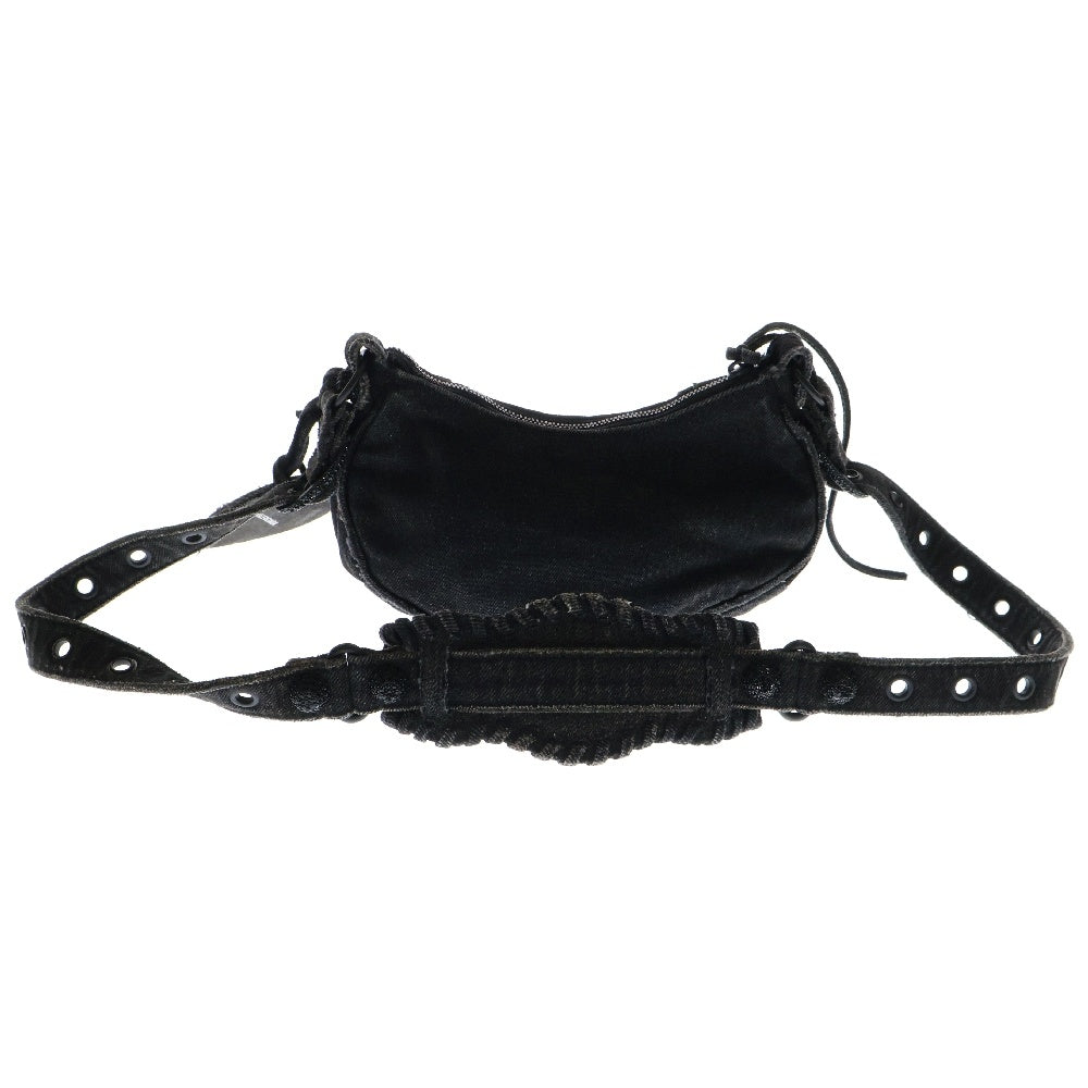 BALENCIAGA(バレンシアガ) LE CAGOLE XS ル カゴール ダメージ加工 デニム ラインストーン スタッズ ショルダーバッグ レディース 671309