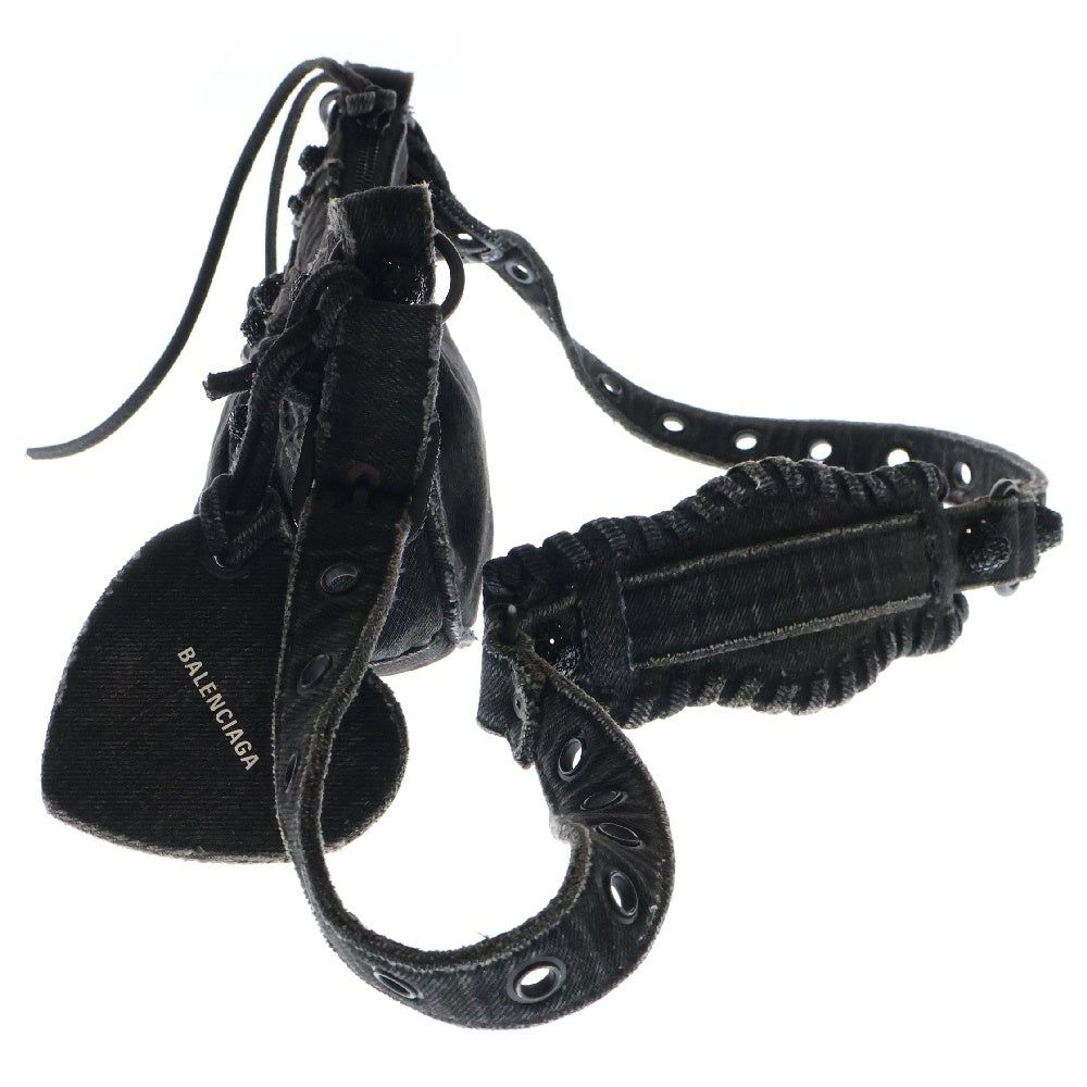 BALENCIAGA(バレンシアガ) LE CAGOLE XS ル カゴール ダメージ加工 デニム ラインストーン スタッズ ショルダーバッグ レディース 671309